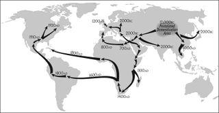 This map shows how marijuana spread throughout the world, from its origins on the steppes of Central Asia.