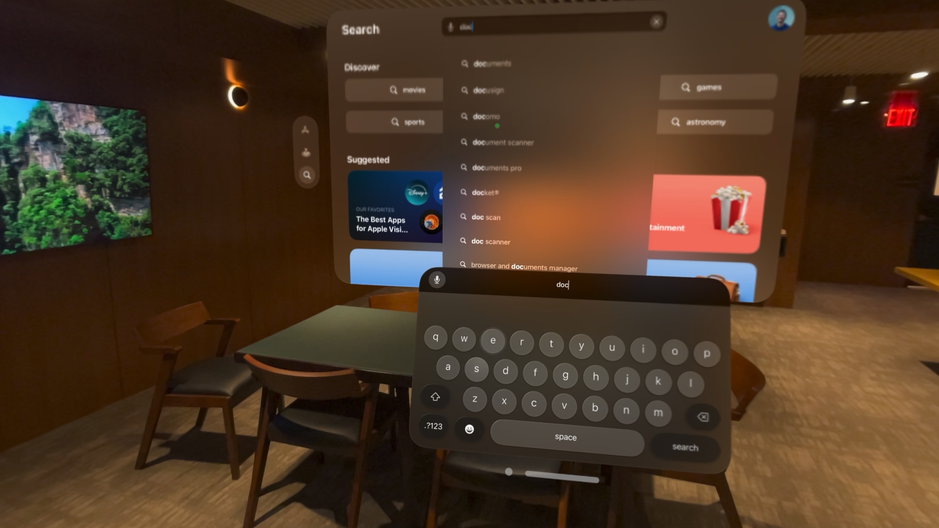 Virtual Keyboard on Apple Vision Pro