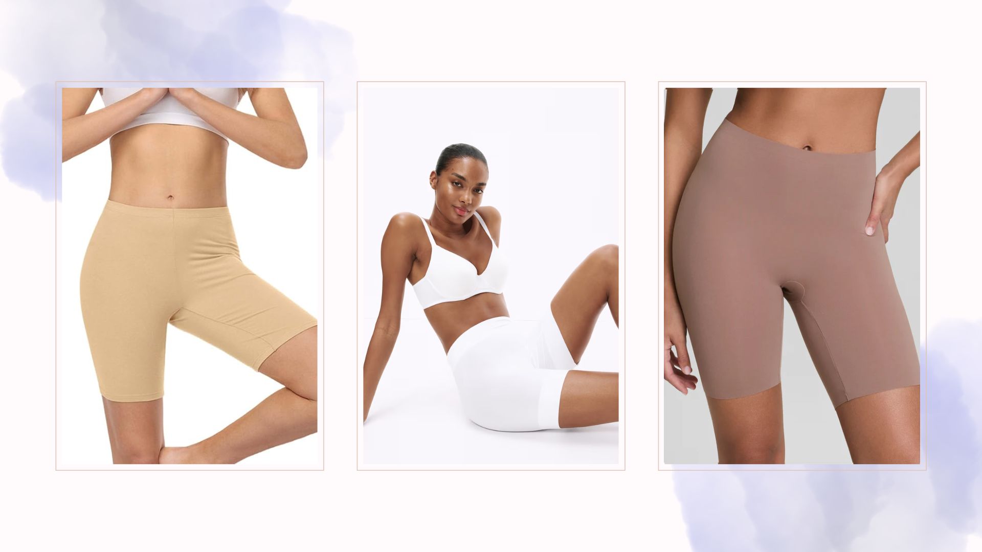 three shots of anti-chafing shorts