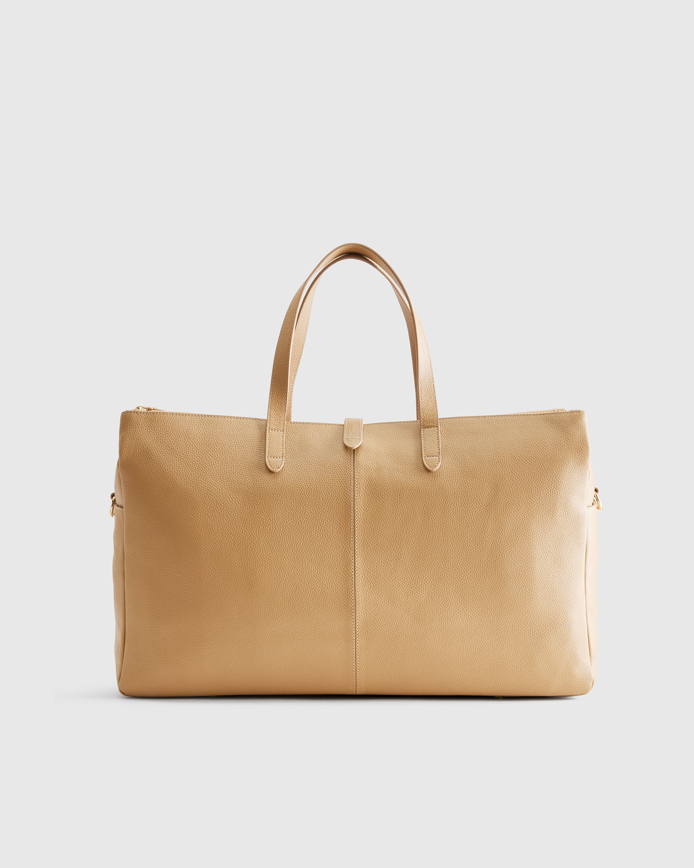 Italian Leather Triple Compartment Weekender in Golden Tan