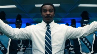 Tramell Tillman holding his hands up in Severance Season 2x10