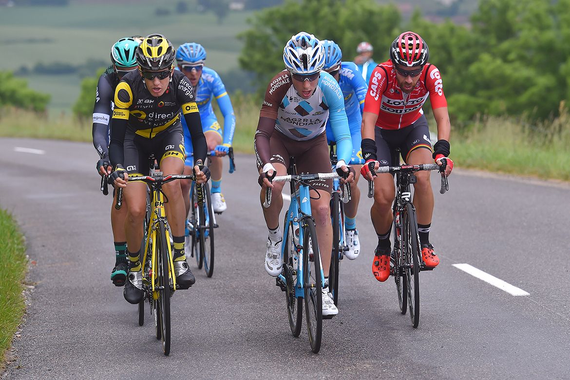 The breakaway group on the Crit&eacute;rium du Dauphin&eacute;'s opening stage