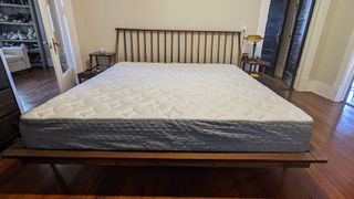Ghostbed Luxe mattress on a bed frame