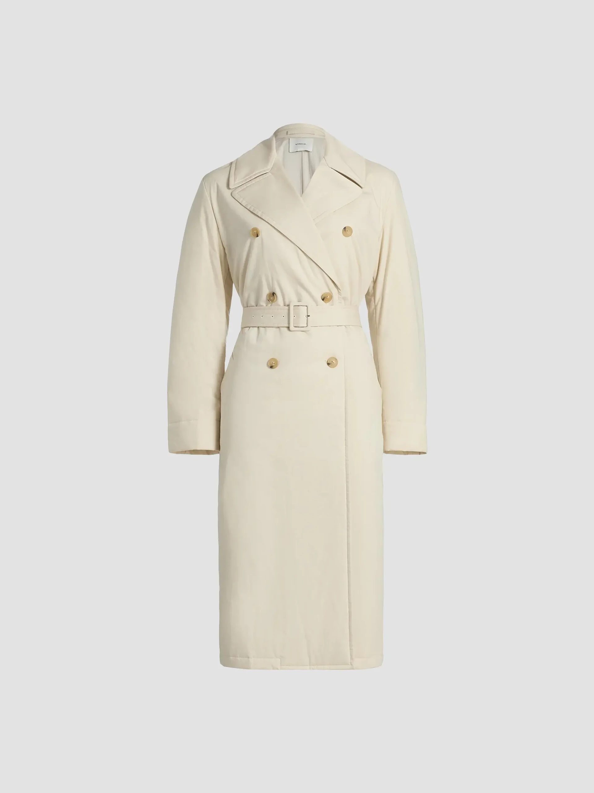 Padded Tie-Waist Cotton Trench Coat
