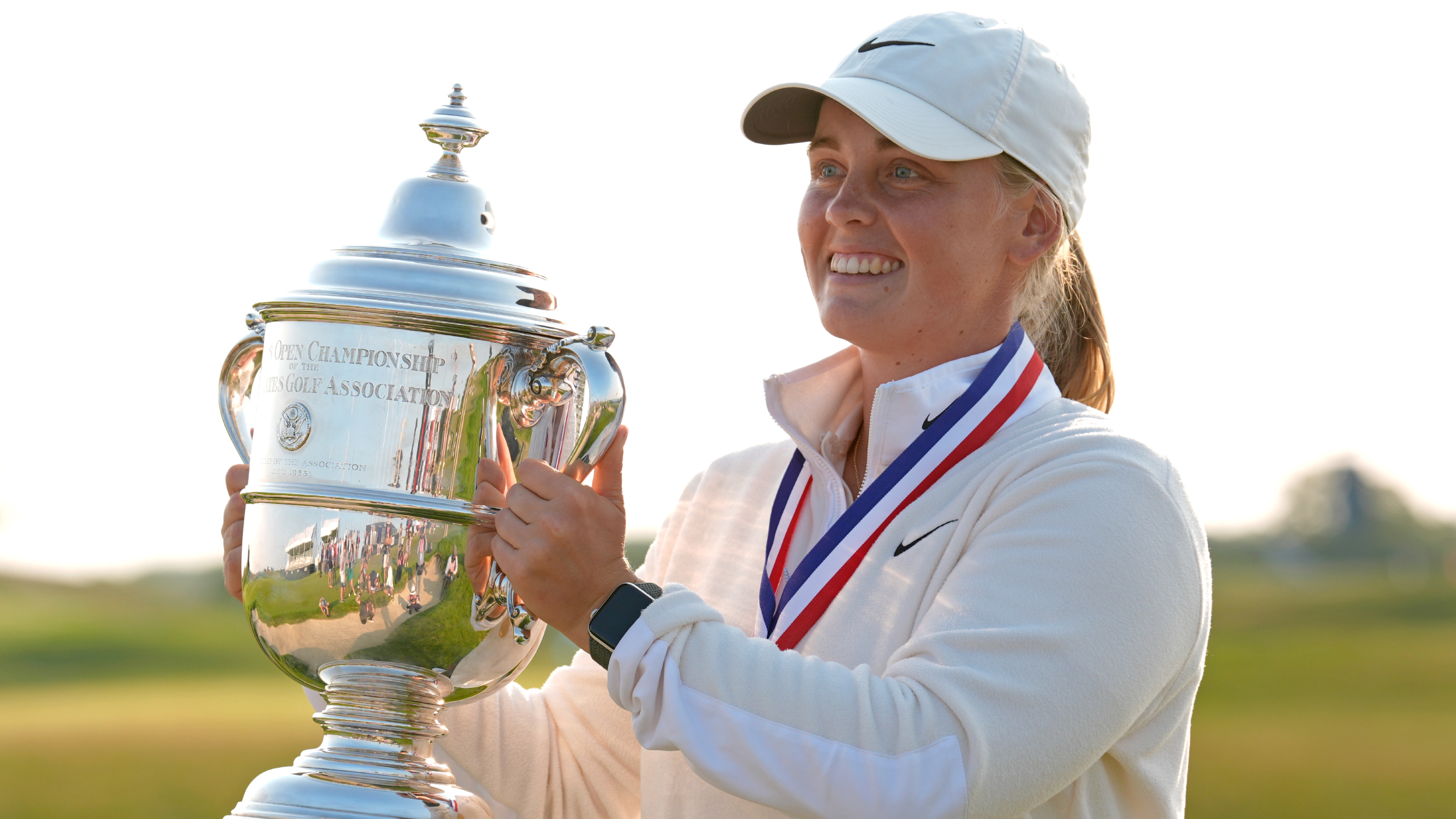 Maja Stark with the US Women's Open trophy