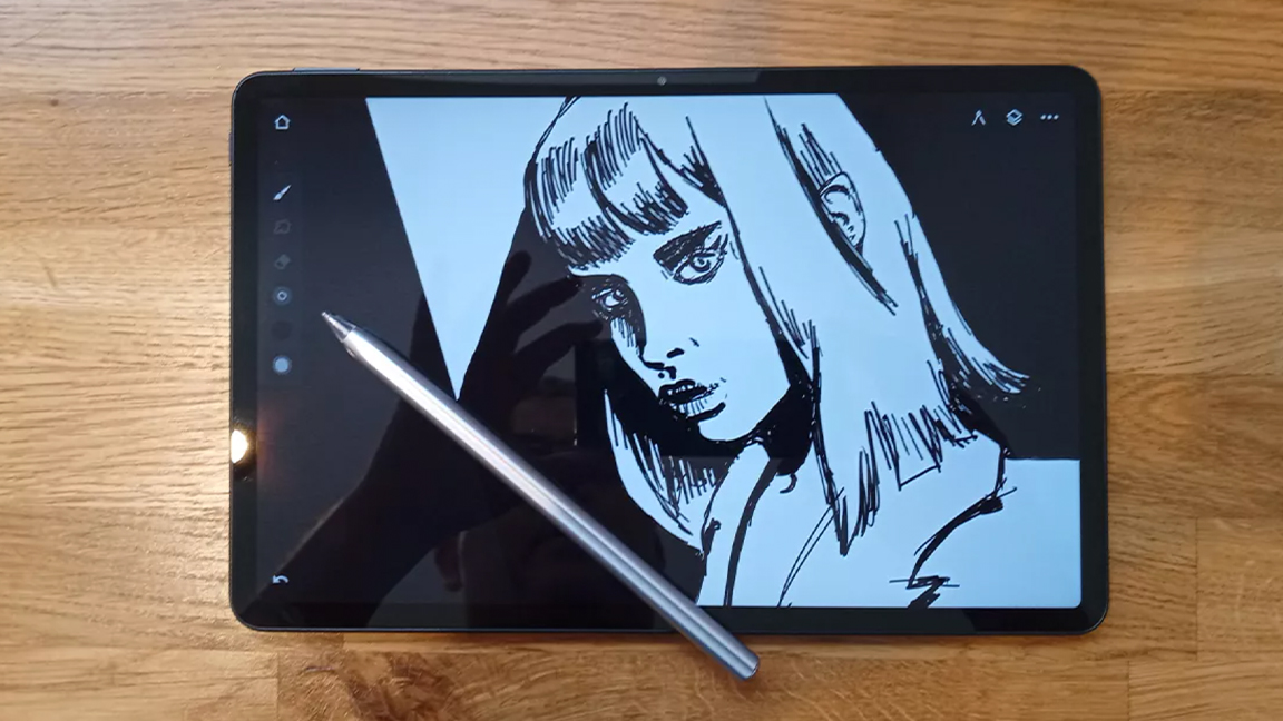 The best tablets with a stylus pen, as represented by a photo of a tablet on a wooden table
