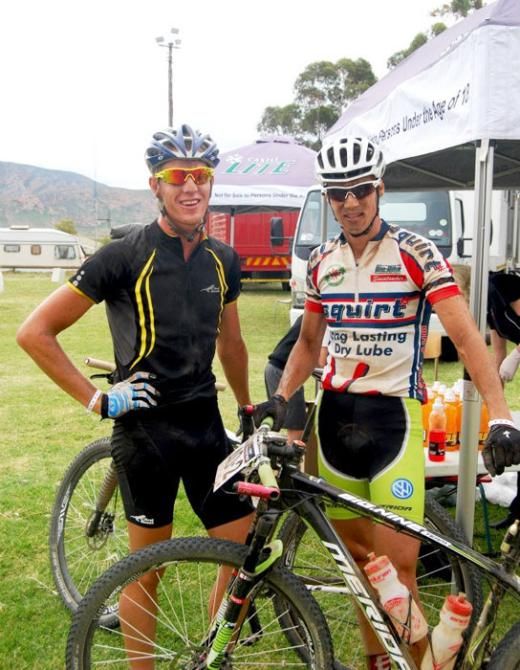Matthys Beukes (left) and Melt Swanepoel of Team CangoMTB.com have been named winners of three stages of the 2012 Cape Pioneer Trek, including the iconic Stage 2 with a R100 000 (US $12 000) prize purse. They were also second overall.