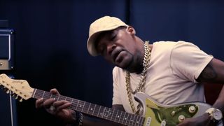 Eric Gales plays a Magneto signature guitar in the Guitar World studio.