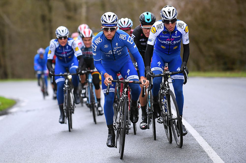 Alaphilippe on the front of the lead group at Paris-Nice.