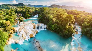 Aerial view of Agua Azul waterfalls, Chiapas, Mexico