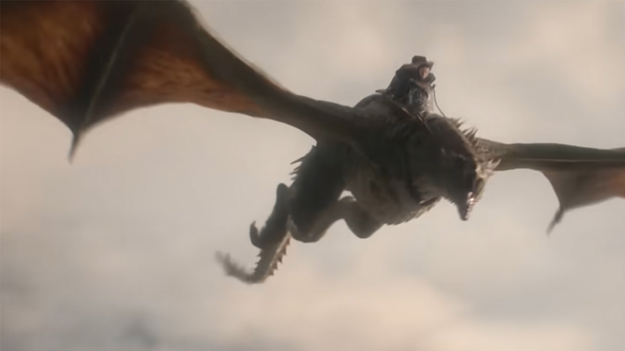 A dragon flying in House of the Dragon