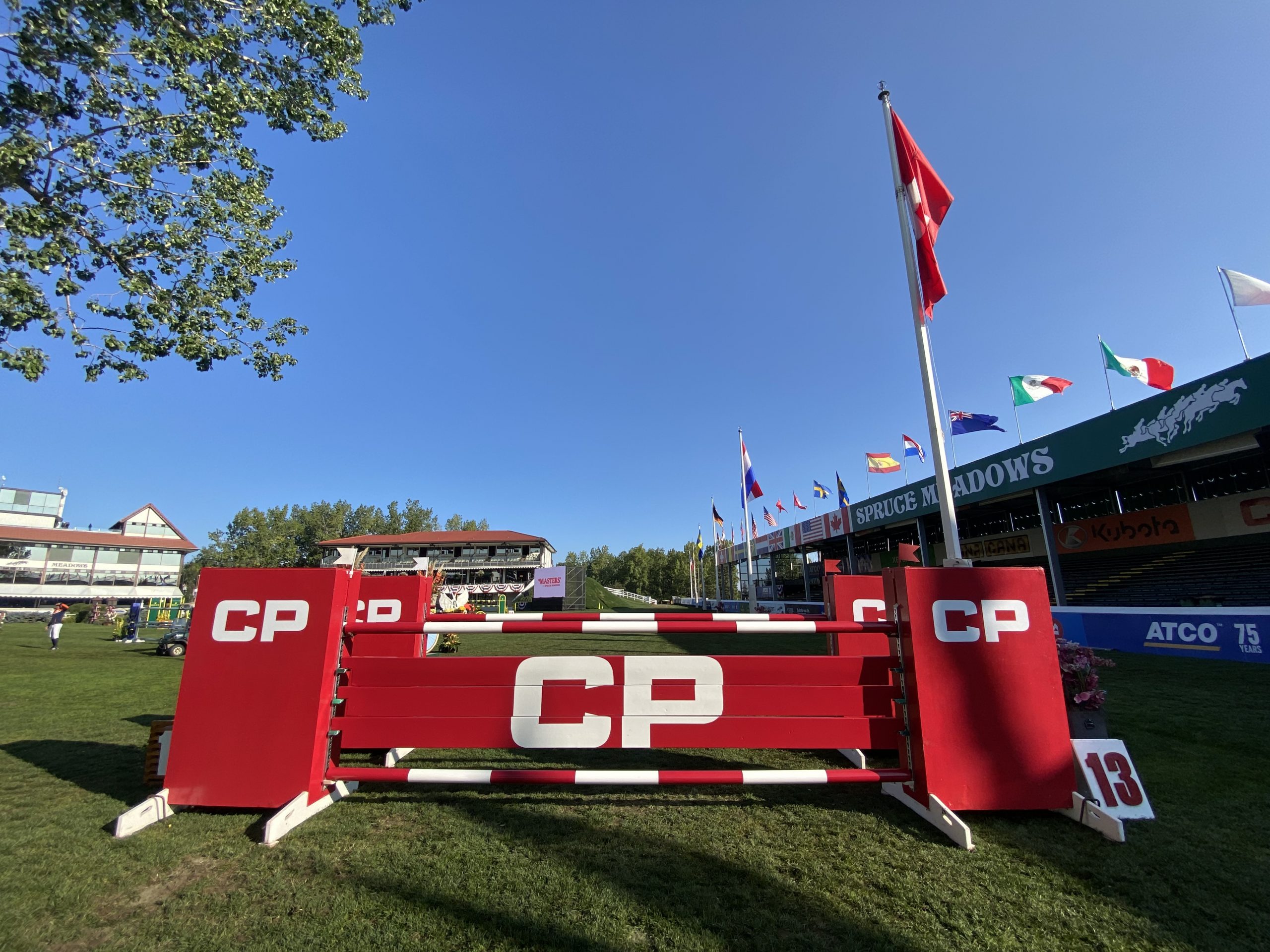 Showjumping fences: the CP oxer in the CP International grand prix at Spruce Meadows, Canada