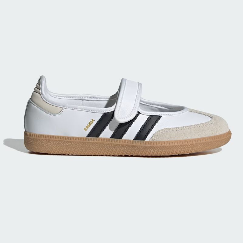 white samba jane shoes by adidas