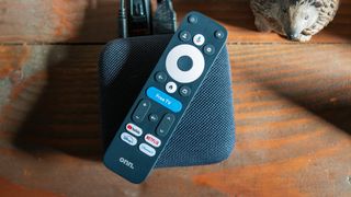 Onn Google TV 4K Pro with its included remote