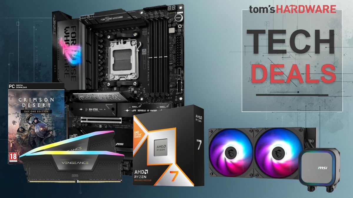 Snap up 32GB of Corsair Vengeance RAM for just $192 when you pair it with AMD's 9800X3D processor and Asus X870E motherboard for $1,054 — bundle also includes a free 240mm AIO cooler and a copy of Crimson Desert