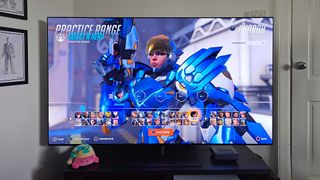 LG OLED G4 with Pharah from Overwatch 2 on character screen