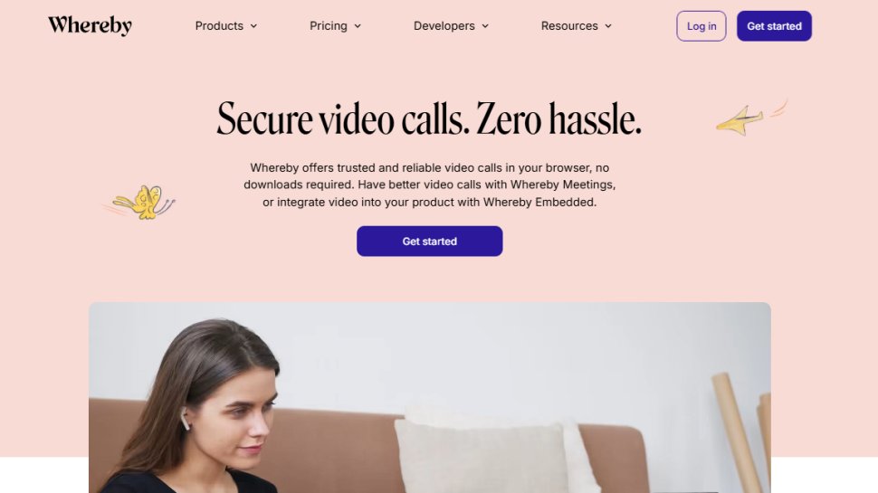 Website screenshot of Whereby (March, 2026)