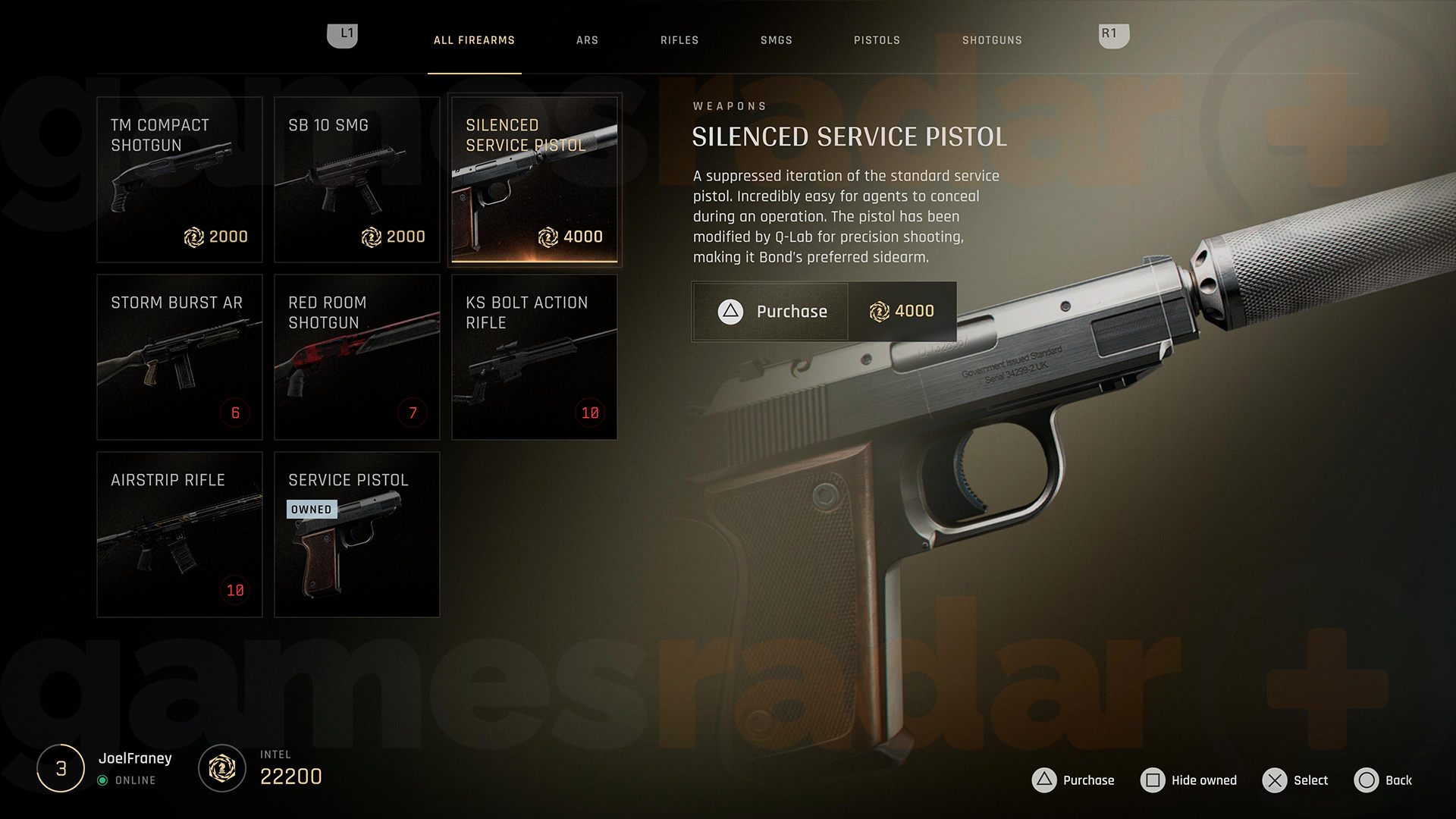 Unlockable weapons for James Bond in the Tacsim in 007 First Light