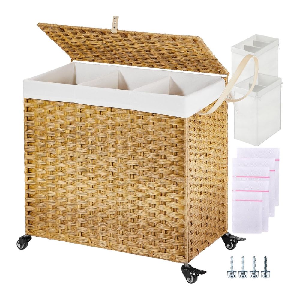 Greenstell Laundry Hamper with Wheels &amp;amp; Lid, 130L
