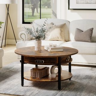 Wynny Wood Round Lift-Top Small Coffee Table