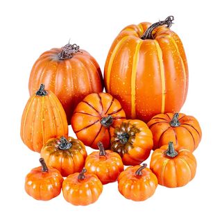 12 Artificial Fake Orange Pumpkins