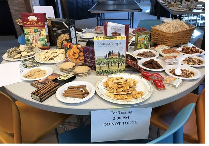 The basket we ordered from Design It Yourself had enough food to fill half a table in our break room.