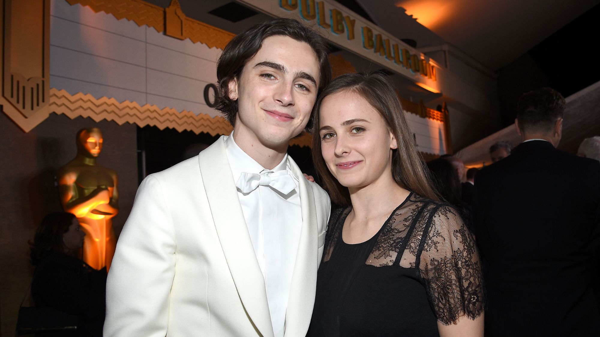 Timothée Chalamet and Pauline Chalamet at the 90th annual Academy Awards