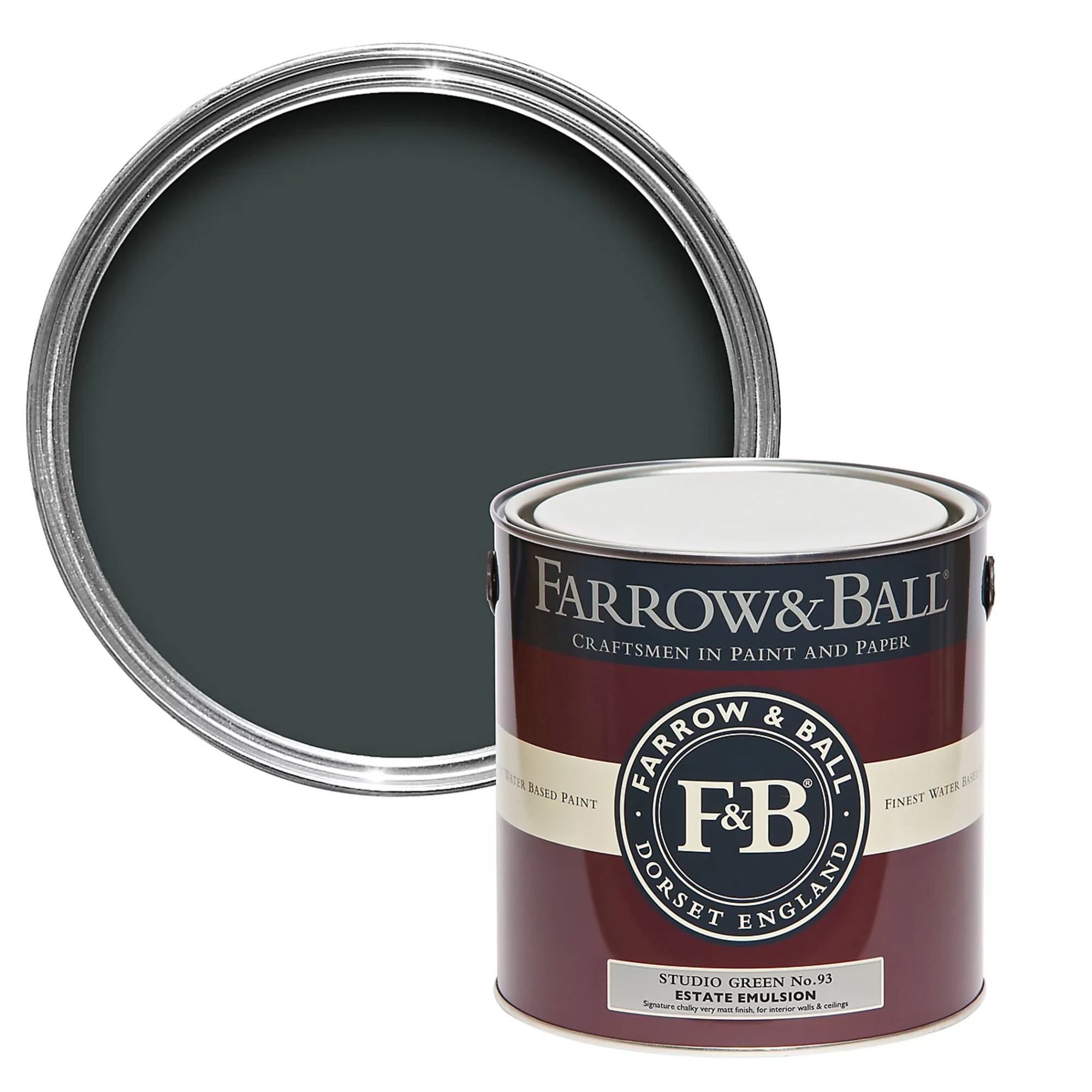 Farrow &amp;amp; Ball Estate Studio green No.93 Matt Emulsion paint, 2.5L