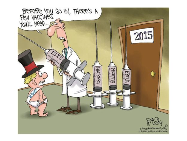 Editorial cartoon world U.S. ISIS Ebola New Year