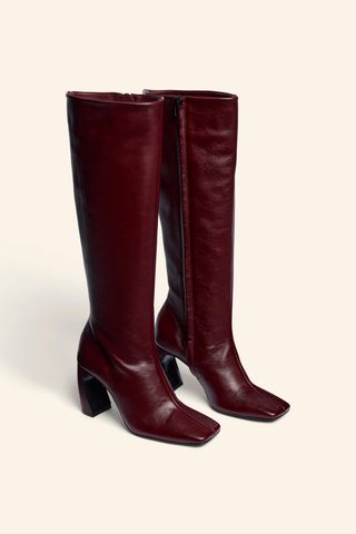 Limited Edition Leather Ankle Boots With Square Toe