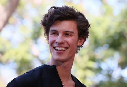 Shawn Mendes poses as Sir Lucian Grainge is honored with a Star on the Hollywood Walk of Fame