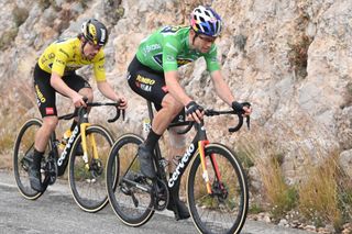 Slovenian Primoz Roglic of JumboVisma and Belgian Wout Van Aert of Team JumboVisma pictured in action during stage eight the final stage of the 80th edition of the ParisNice cycling race from Nice to Nice 1156 km in France Sunday 13 March 2022BELGA PHOTO DAVID STOCKMAN Photo by DAVID STOCKMAN BELGA MAG Belga via AFP Photo by DAVID STOCKMANBELGA MAGAFP via Getty Images