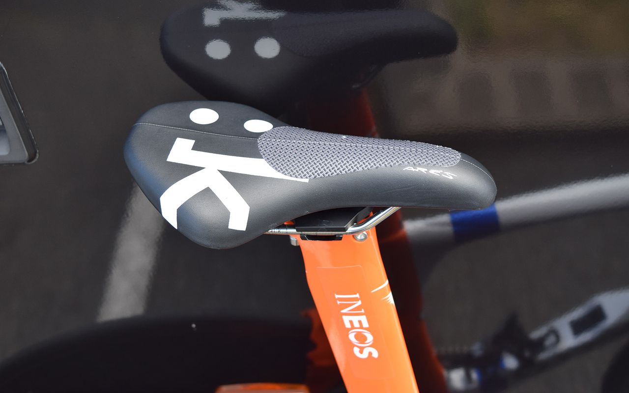 The majority of pro riders will adopt additional grip to their saddles to hold their position on TT bikes