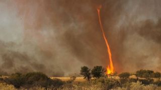 Filmmaker Chris Tangey captured rare video footage, a still of which is seen here, of a "fire devil" in the Australian Outback.