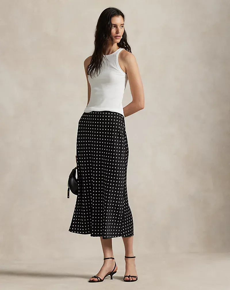 Polka Dot Satin Skirt