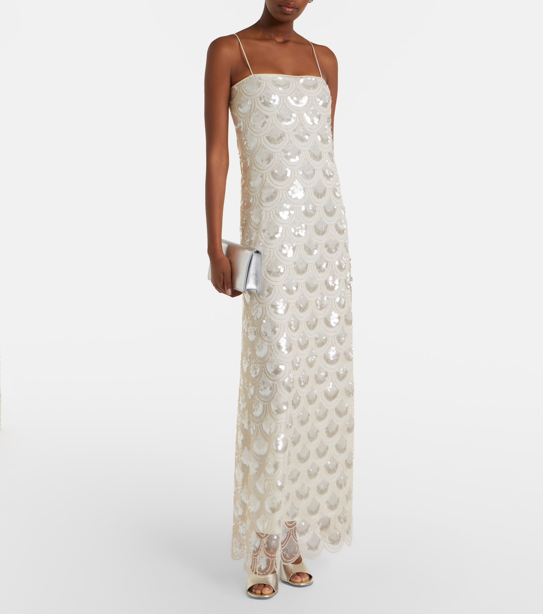 Embellished Maxi Dress in White - Rotate