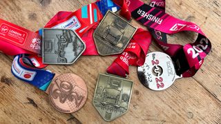 Group shot of London Marathon medals