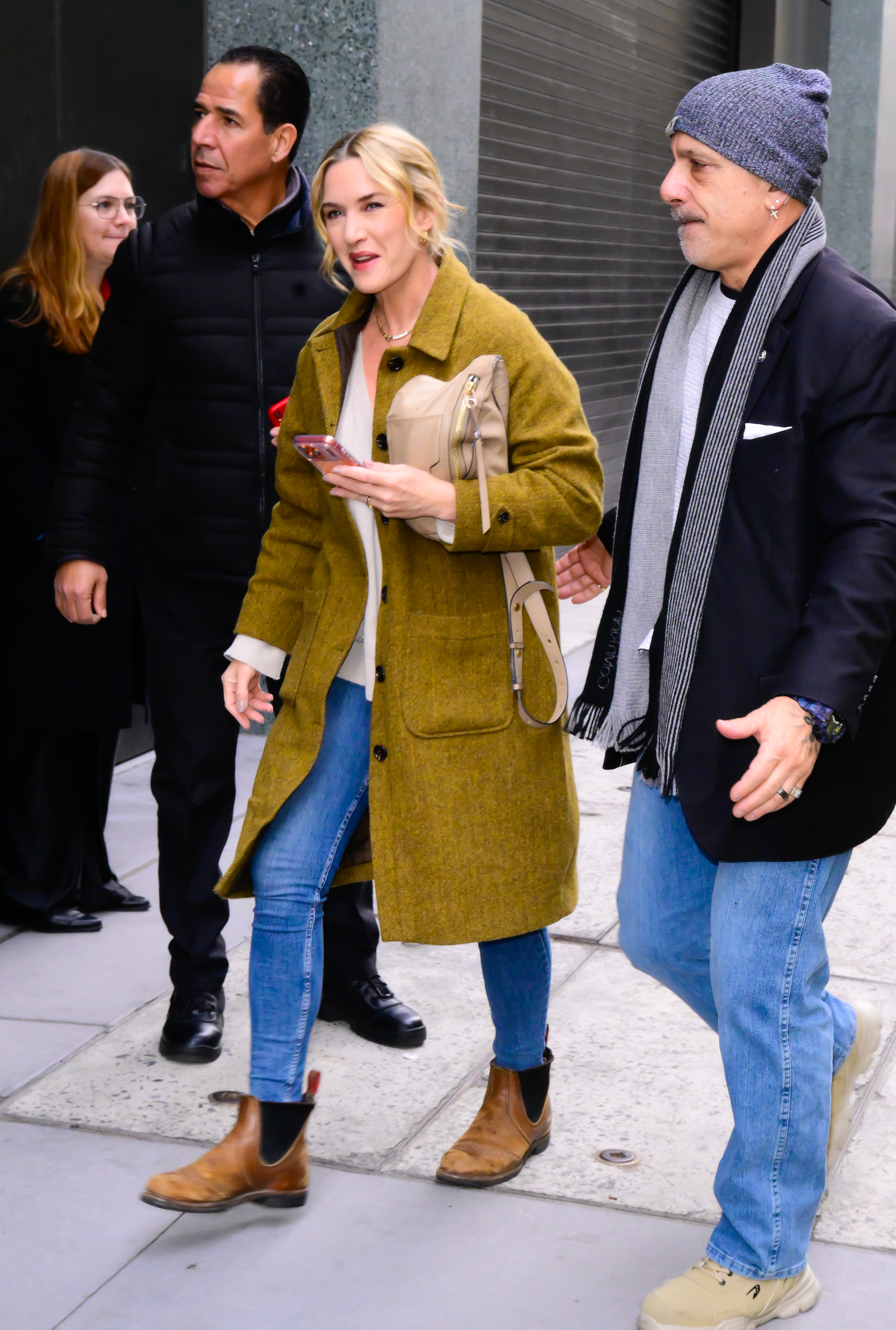 NEW YORK, NEW YORK - DECEMBER 10: Kate Winslet is seen on December 10, 2025 in New York City. (Photo by Raymond Hall/GC Images)