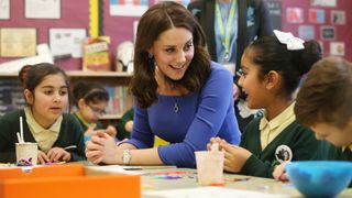 Kate Middleton with schoolgirls