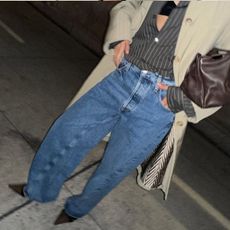 woman wearing new denim trend 2026