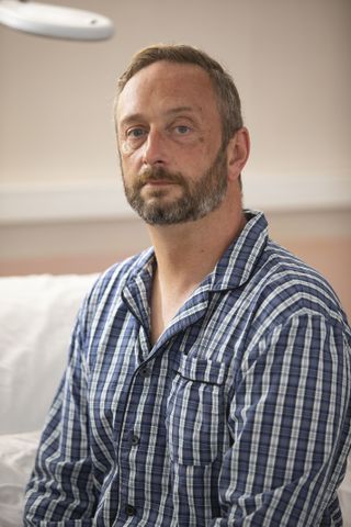 Steve as hospital patient Freddie Archer in Death in Paradise.