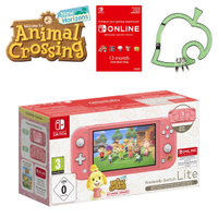 Nintendo Switch Lite Animal Crossing: New Horizons Isabelle Aloha Edition + Nintendo Switch Online Membership + Animal Crossing: New Horizons Carabiner Keyring