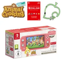 Nintendo Switch Lite Animal Crossing: New Horizons Isabelle Aloha Edition + Nintendo Switch Online Membership + Animal Crossing: New Horizons Carabiner Keyring