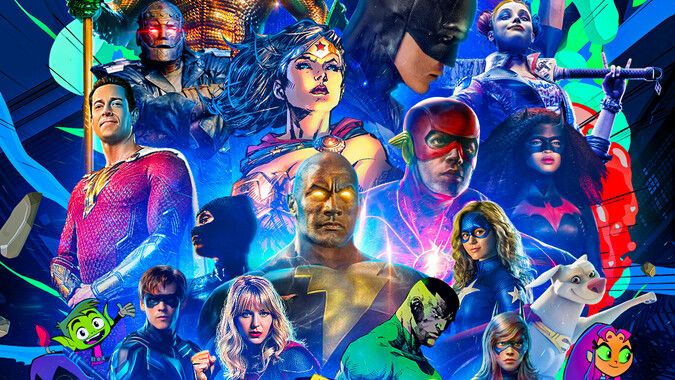 DC Fandome 2021 poster excerpt featuring the many heroes and villains we&#039;ll hear about