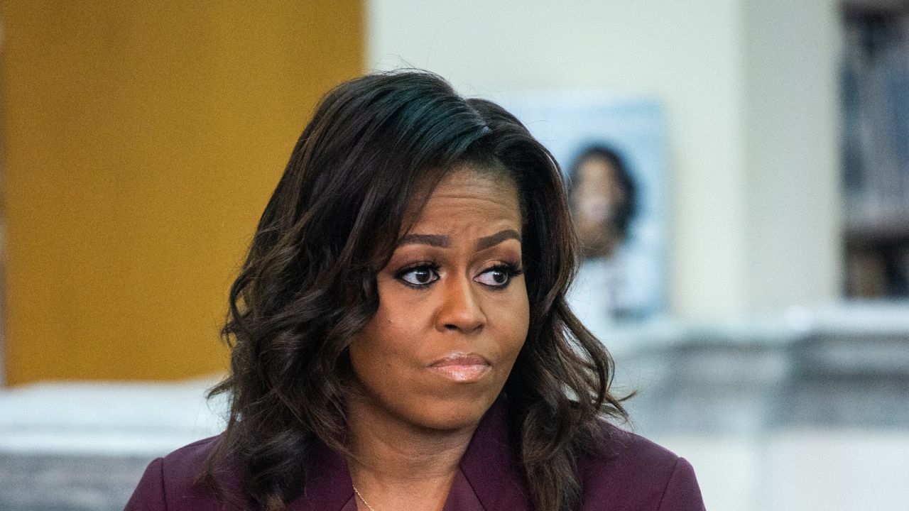 TACOMA, WASHINGTON - MARCH 24: Michelle Obama speaks with a local book group about her book &quot;Becoming&quot; at the Tacoma Public Library main branch on March 24, 2019 in Tacoma, Washington. (Photo by Jim Bennett/Getty Images)