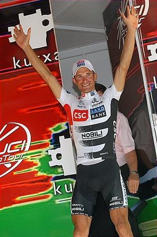 Alexandr Kolobnev (CSC-Saxo Bank) was delighted to make the podium.