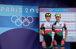 The Afghanistan team for the women's Olympic road race 2024