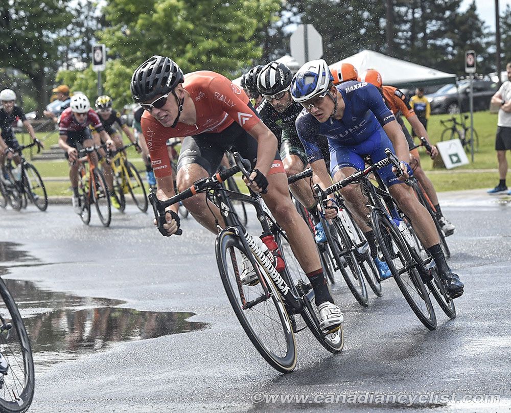 Matteo Dal-Cin (Rally Cycling) leads Alex Cataford (United Healthcare through a corner
