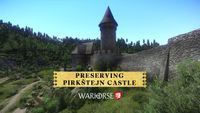 An image of Pirk&scaron;tejn Castle as it appears in Kingdom Come: Deliverance.