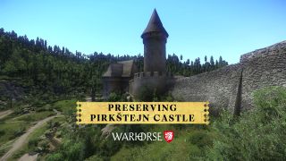 An image of Pirk&scaron;tejn Castle as it appears in Kingdom Come: Deliverance.